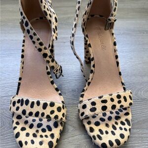 Madewell Leopard Print Ankle-Strap Heels - Beige/Black